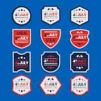 Free vector independence day badges collection