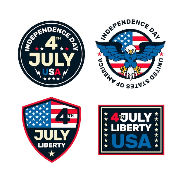 Free vector independence day badges design