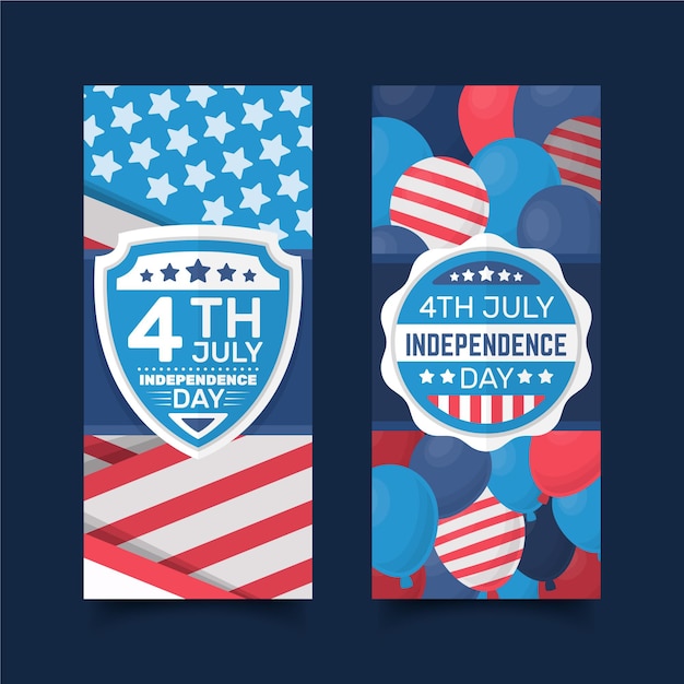 Free vector independence day banners concept