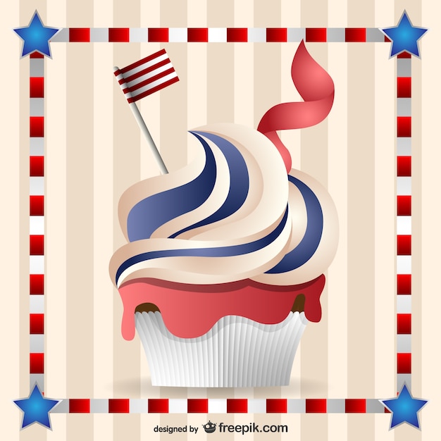 Free vector independence day cupcake