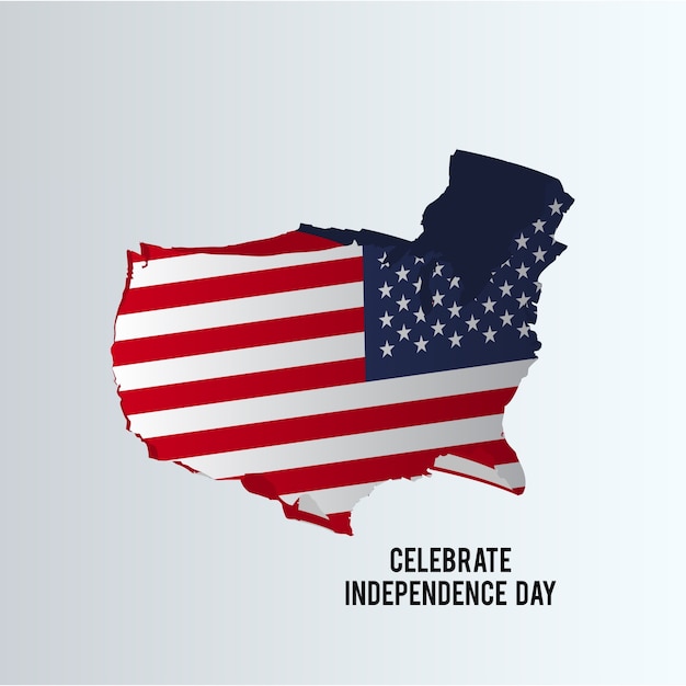 Free vector independence day illustration with us map