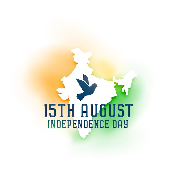 Free vector independence day of india background with map and dove bird