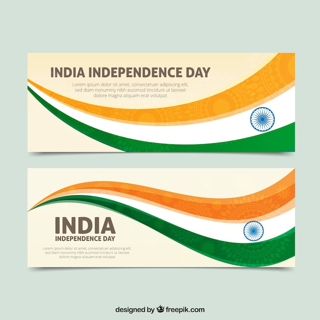 Independence day of india banners with flag