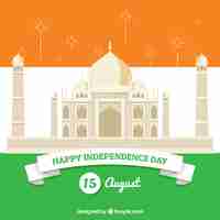 Free vector independence day of india, taj mahal and flag's colors