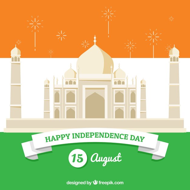 Independence day of india, taj mahal and flag's colors