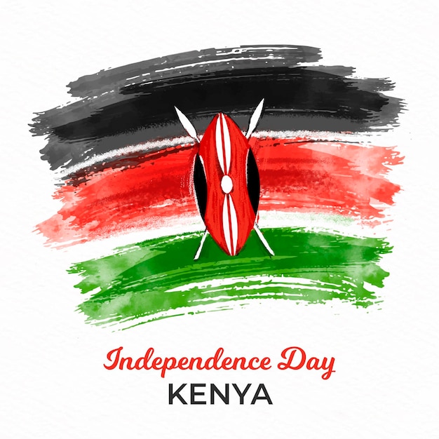 Free vector independence day in kenya with flag painted