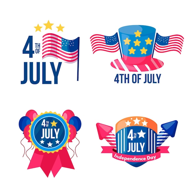 Free vector independence day labels collection