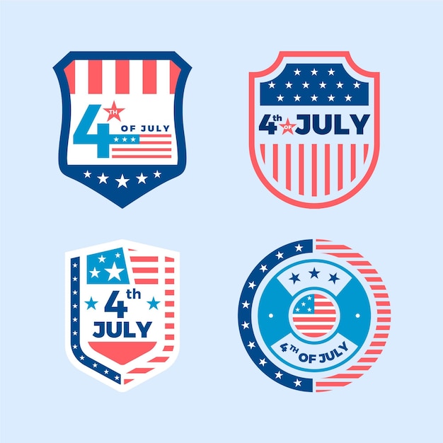 Free vector independence day labels concept