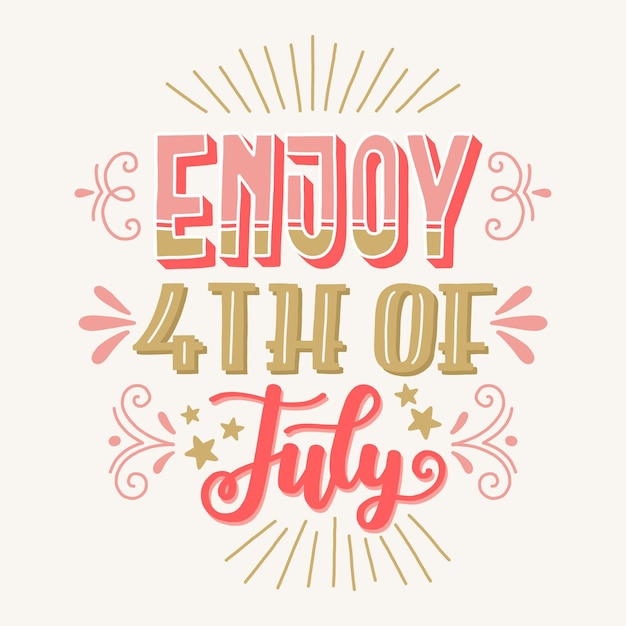 Free vector independence day lettering design