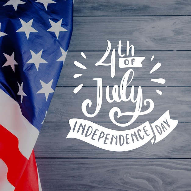 Free vector independence day lettering with photo