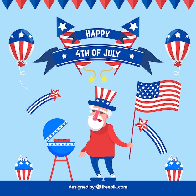 Бесплатное векторное изображение День независимости 4-го июля в плоском стиле
