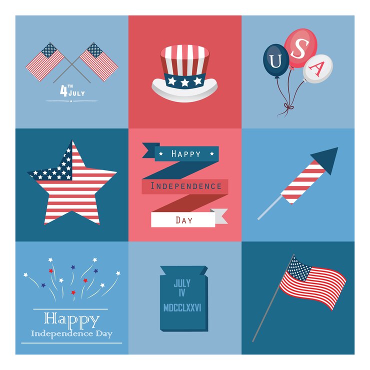 Free Vector independence day set