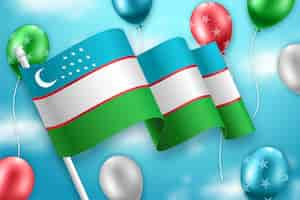 Vettore gratuito giorno dell'indipendenza dell'uzbekistan con palloncini