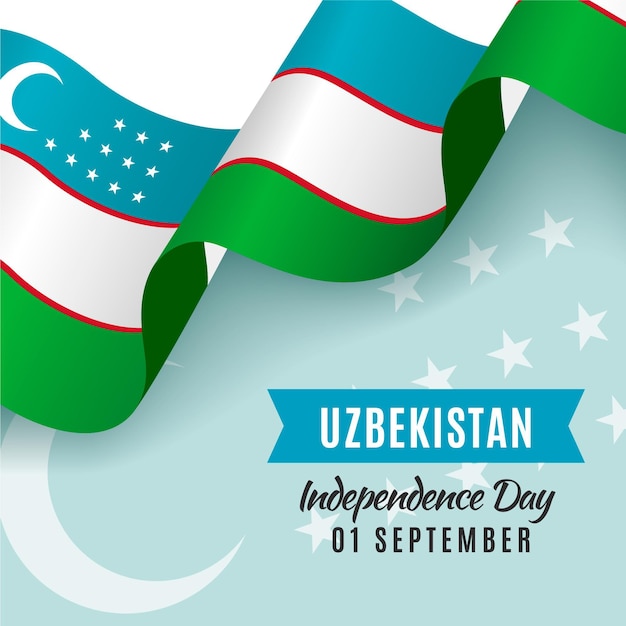 Free vector independence day of uzbekistan with flag