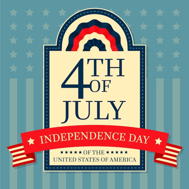 Free vector independence day with ribbon