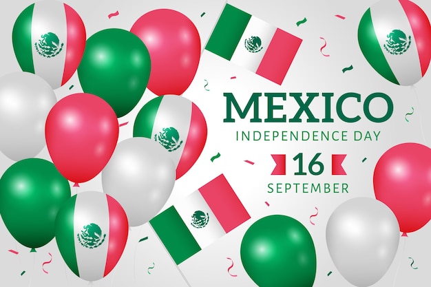 Free vector independencia de méxico balloon wallpaper with confetti