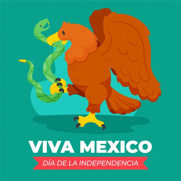 Independencia de méxico hand drawn background with animals