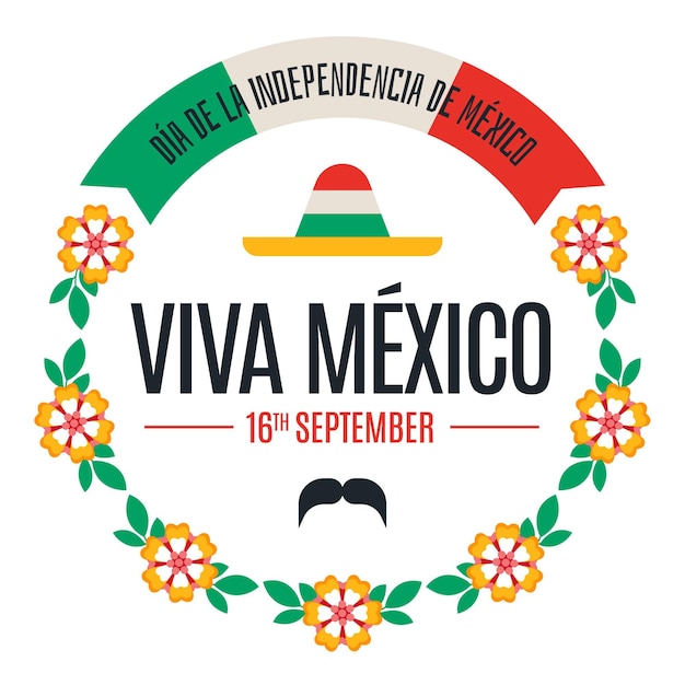 Free vector independencia de méxico with flowers