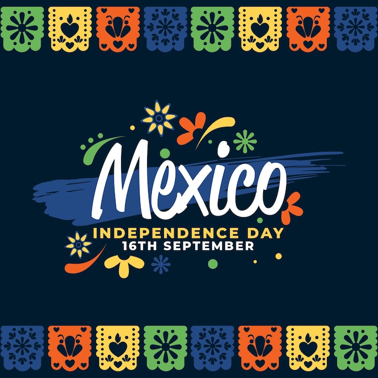 Free Vector independencia de méxico with garlands
