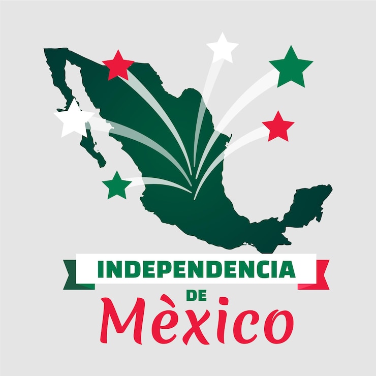 Free Vector independencia de méxico with map and stars