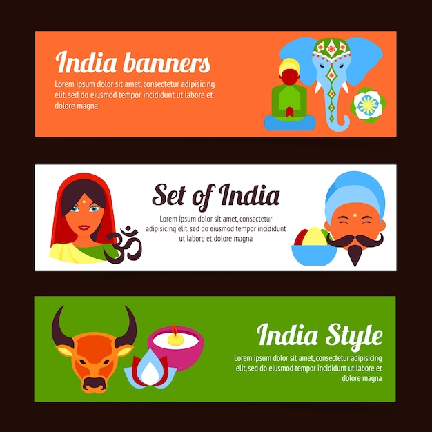 Бесплатное векторное изображение Индия коллекция баннеров