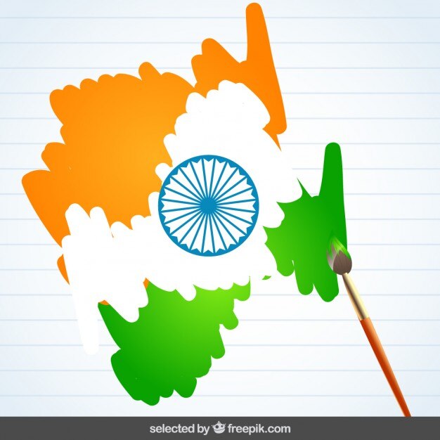 मुफ़्त वेक्टर पेंटब्रश से चित्रित भारत ध्वज