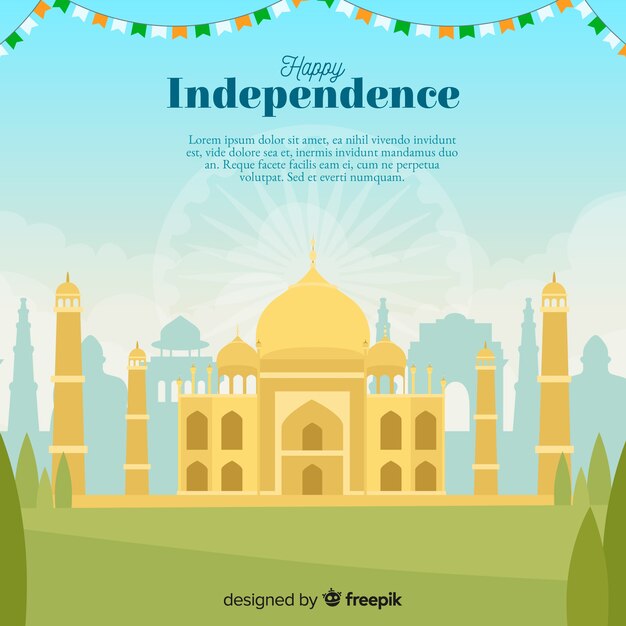 День независимости Индии фон плоский дизайн