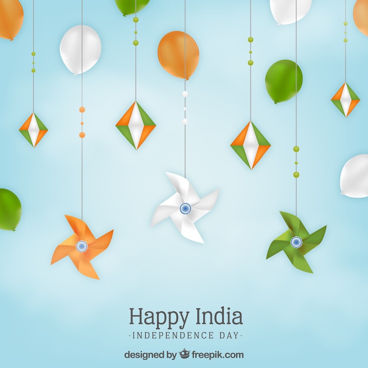 मुफ़्त वेक्टर india independence day background in realistic style