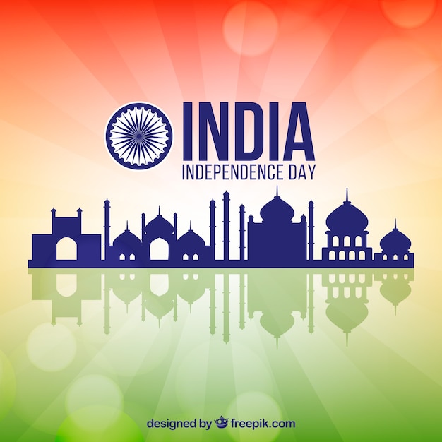 Free vector india independence day background with architecture