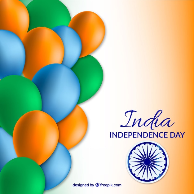 Free vector india independence day backround with balloons