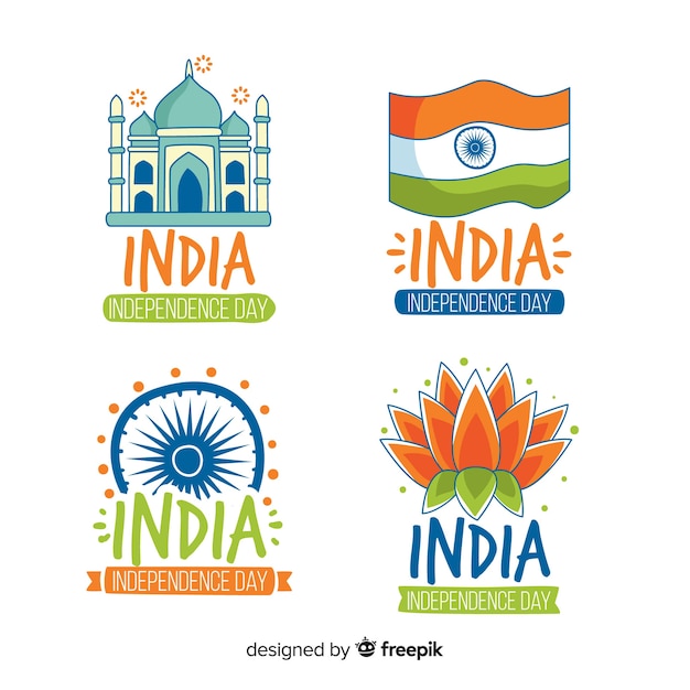 Free vector india independence day badge collection