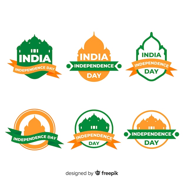 Free vector india independence day badge collection