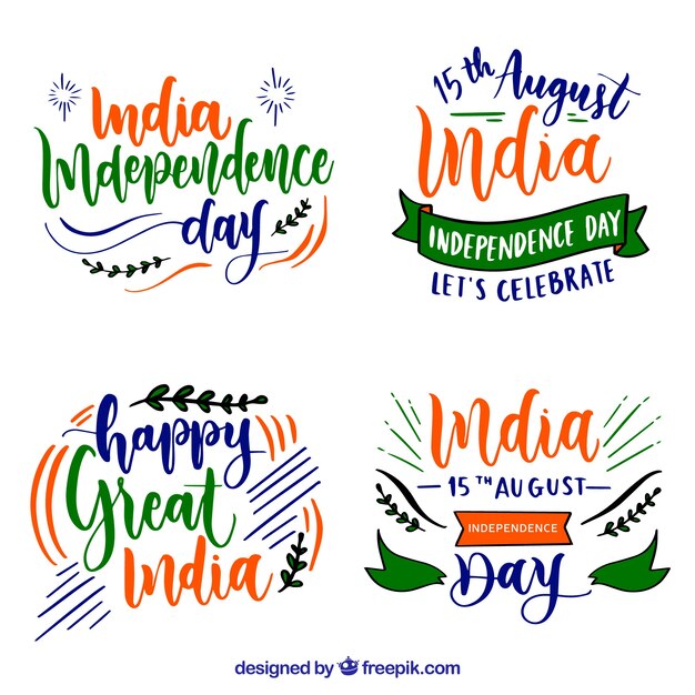 Free Vector india independence day badges