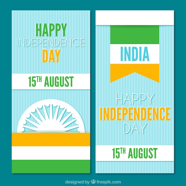 Vettore gratuito india banner independence day in design piatto