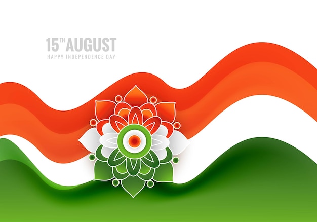 India independence day celebration on 15 august card with modern wave design