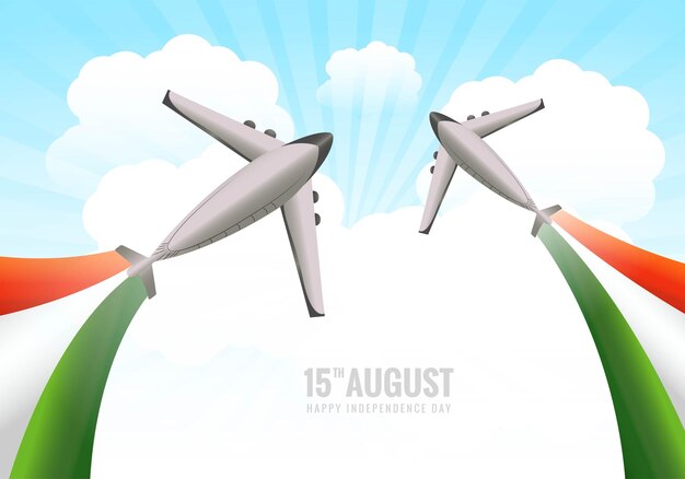 Празднование дня независимости индии 15 августа на фоне самолета