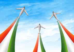 Vettore gratuito celebrazione del giorno dell'indipendenza dell'india il 15 agosto con il bacground dell'aeroplano