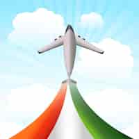 무료 벡터 비행기 배경으로 8월 15일 인도 독립 기념일 축하