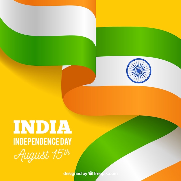 Free vector india independence day composition with realistic flag