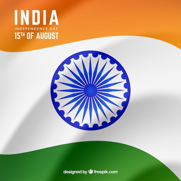 Free vector india independence day composition with realistic flag