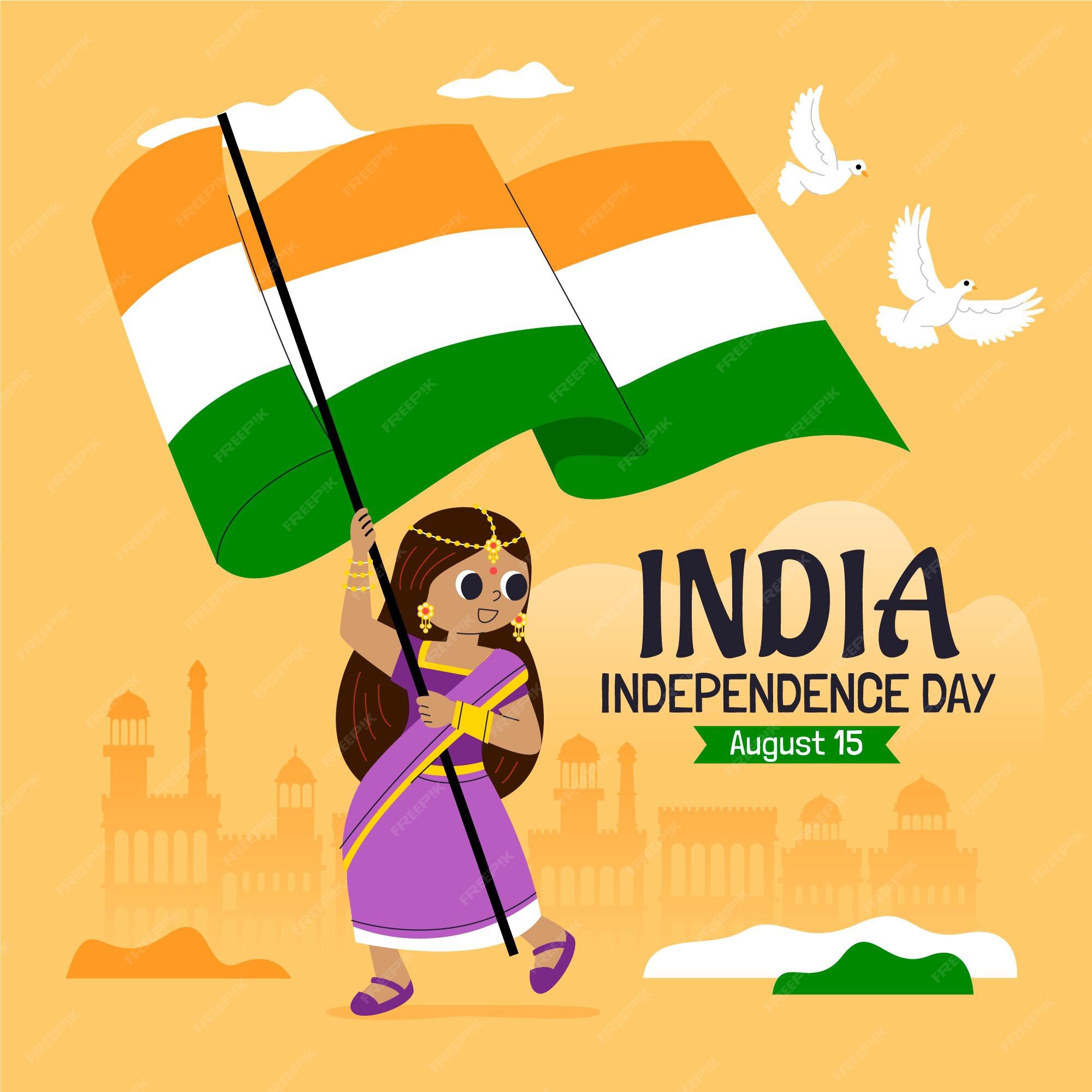Free Vector | India independence day illustration Free Vector | India independence day illustration