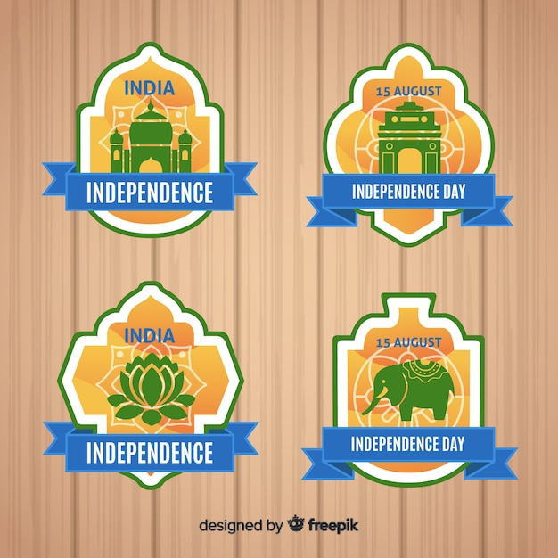 Free vector india independence day label collection