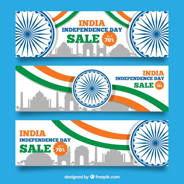 India independence day sale banners with flat design