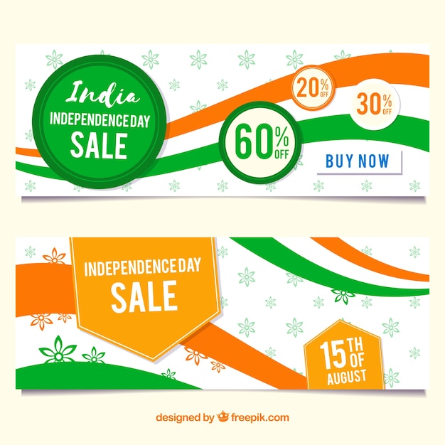 India independence day sale banners with flat design