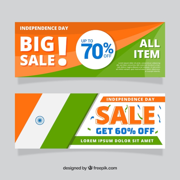 India independence day sale banners with flat design