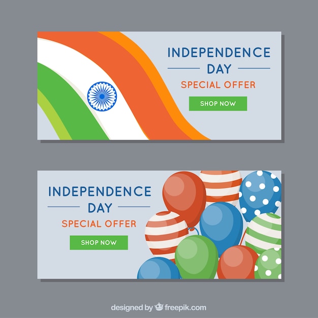 India independence day sale banners with flat design