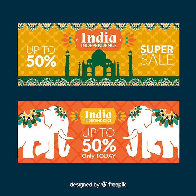 Free vector india independence day sale banners