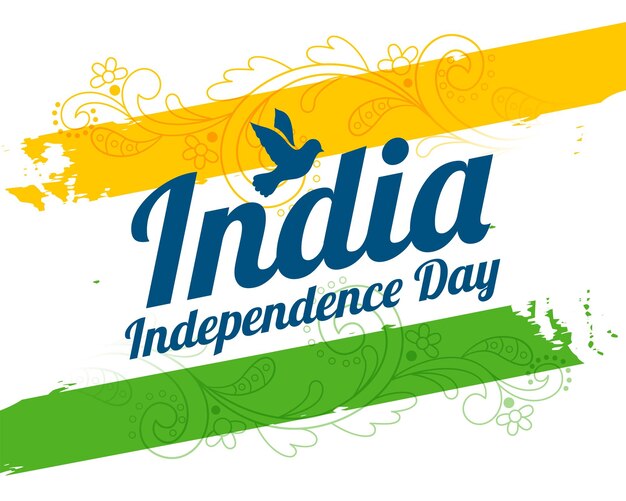 India independence day tricolor background with peace dove bird