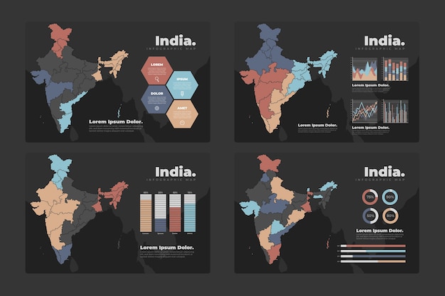 Vettore gratuito india mappa infografica