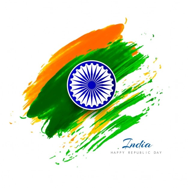 Free vector india republic day, artistic watercolor